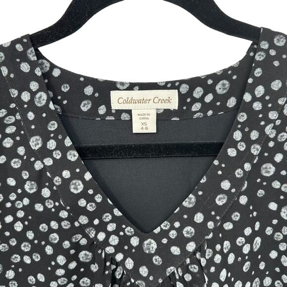 Coldwater Creek Blouse XS Tunic Long Sheer Sleeve Flowy Chiffon Career Travel - Picture 3 of 12